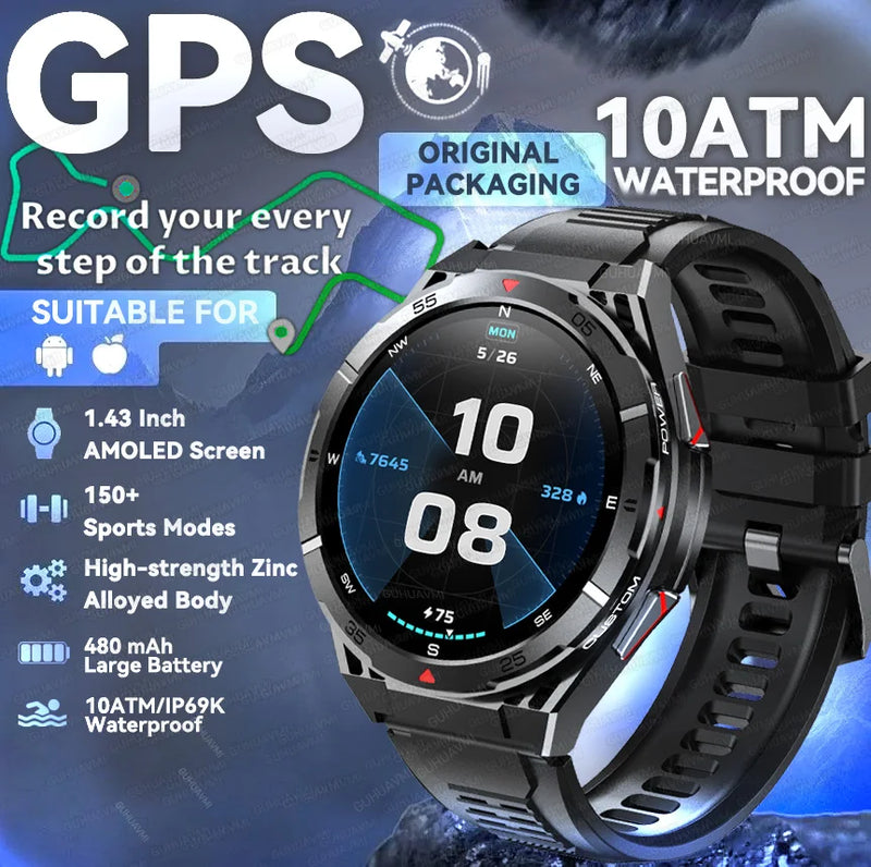 Novo Smartwatch GUHUAVMI Premium Original de 2025 com GPS, Tela AMOLED Ultra HD, GPS integrado, Chamadas Bluetooth e Resistente à Água até 10 ATM.
