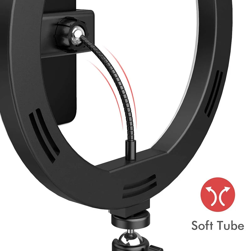 Anel de luz para selfie de 33 cm, tripé LED de 12 polegadas para celular, suporte para fotografia, luz circular de preenchimento, lâmpada LED colorida, tripé para maquiagem.