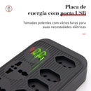 Extensão elétrica, filtro de linha, extensão de energia, tomada USB, plugue, plugue de água, filtro de linha brasileiro, 100-220V, 10A