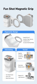 Suporte magnético para câmera de celular TELESIN, com alça de controle remoto para iPhone e Android.