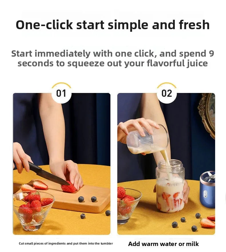 Liquidificador Portátil de Suco de Frutas Verão Pequeno Elétrico Pessoal Garrafa Mini Casa USB 6 Lâminas Copo Extrator de Suco para Cozinha