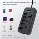 Extensão elétrica, filtro de linha, extensão de energia, tomada USB, plugue, plugue de água, filtro de linha brasileiro, 100-220V, 10A