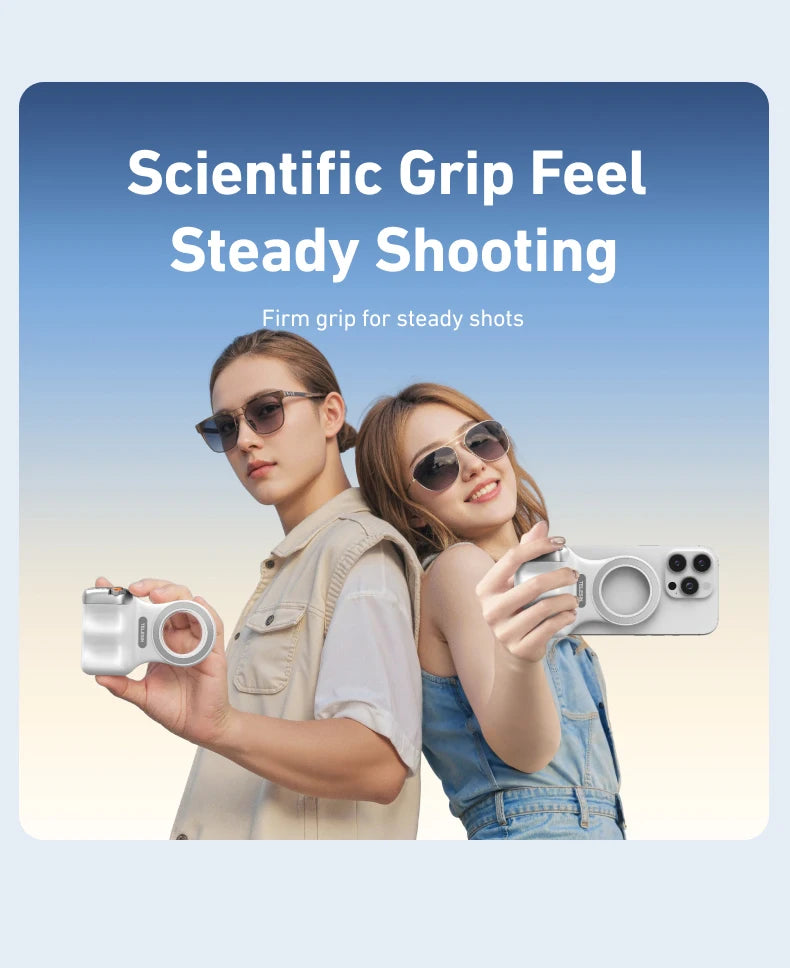 Suporte magnético para câmera de celular TELESIN, com alça de controle remoto para iPhone e Android.