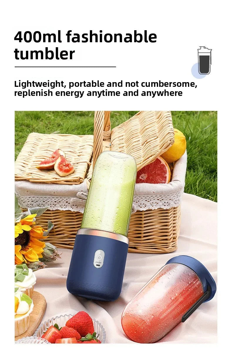 Liquidificador Portátil de Suco de Frutas Verão Pequeno Elétrico Pessoal Garrafa Mini Casa USB 6 Lâminas Copo Extrator de Suco para Cozinha