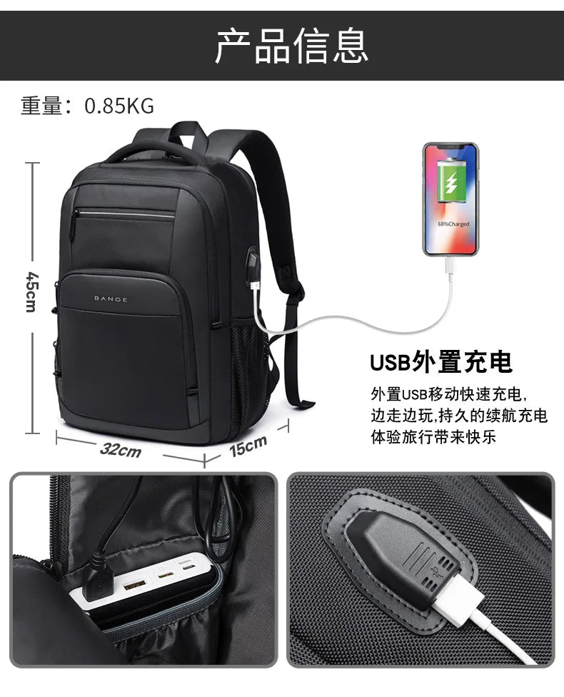 Mochila masculina Bange para laptop, mochila escolar para meninos, mochila tática para motociclismo, mochila esportiva para negócios e viagens.