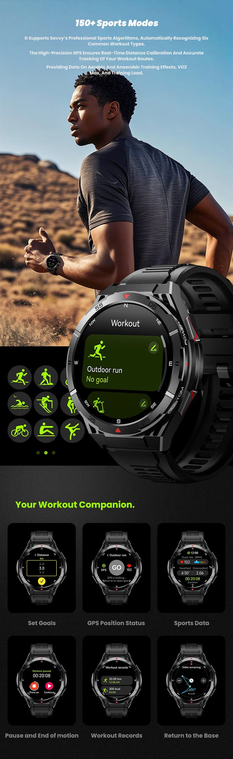 Novo Smartwatch GUHUAVMI Premium Original de 2025 com GPS, Tela AMOLED Ultra HD, GPS integrado, Chamadas Bluetooth e Resistente à Água até 10 ATM.
