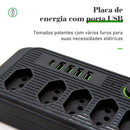 Extensão elétrica, filtro de linha, extensão de energia, tomada USB, plugue, plugue de água, filtro de linha brasileiro, 100-220V, 10A