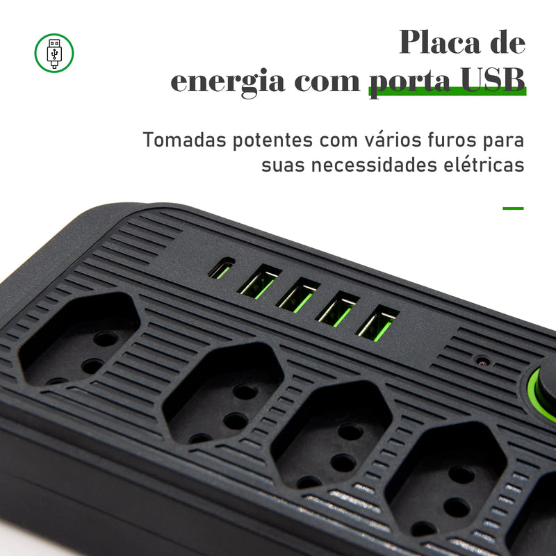 Extensão elétrica, filtro de linha, extensão de energia, tomada USB, plugue, plugue de água, filtro de linha brasileiro, 100-220V, 10A