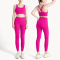 Conjunto de Yoga Feminino de Verão com Duas Peças: Top de Yoga com Costas Cruzadas em Nylon, Legging e Top Esportivo para Pilates e Fitness. Ideal para Pilates e Fitness.
