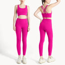 Conjunto de Yoga Feminino de Verão com Duas Peças: Top de Yoga com Costas Cruzadas em Nylon, Legging e Top Esportivo para Pilates e Fitness. Ideal para Pilates e Fitness.