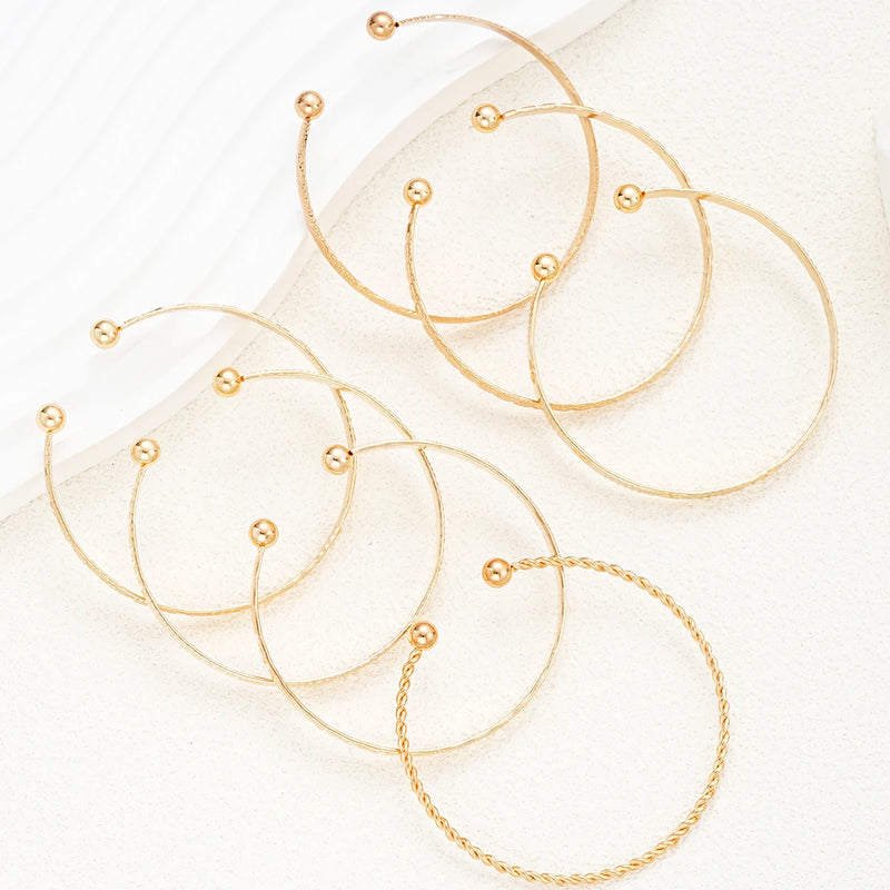 Conjunto de 7 pulseiras punk douradas para mulheres, estilo streetwear gótico, com estampa de coração, design em metal, pulseira aberta, joias da moda, presentes 2024