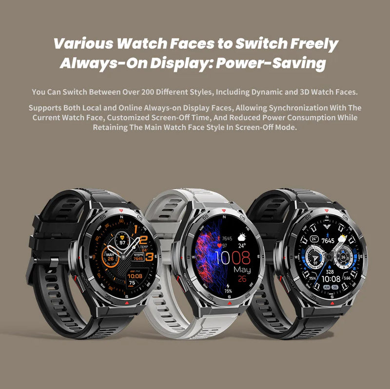 Novo Smartwatch GUHUAVMI Premium Original de 2025 com GPS, Tela AMOLED Ultra HD, GPS integrado, Chamadas Bluetooth e Resistente à Água até 10 ATM.