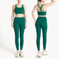 Conjunto de Yoga Feminino de Verão com Duas Peças: Top de Yoga com Costas Cruzadas em Nylon, Legging e Top Esportivo para Pilates e Fitness. Ideal para Pilates e Fitness.