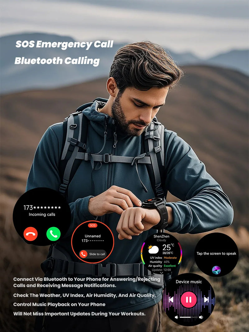 Novo Smartwatch GUHUAVMI Premium Original de 2025 com GPS, Tela AMOLED Ultra HD, GPS integrado, Chamadas Bluetooth e Resistente à Água até 10 ATM.