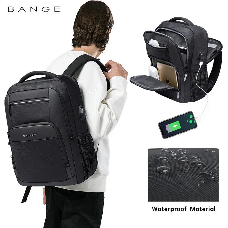 Mochila masculina Bange para laptop, mochila escolar para meninos, mochila tática para motociclismo, mochila esportiva para negócios e viagens.