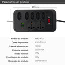 Extensão elétrica, filtro de linha, extensão de energia, tomada USB, plugue, plugue de água, filtro de linha brasileiro, 100-220V, 10A