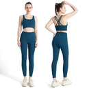 Conjunto de Yoga Feminino de Verão com Duas Peças: Top de Yoga com Costas Cruzadas em Nylon, Legging e Top Esportivo para Pilates e Fitness. Ideal para Pilates e Fitness.