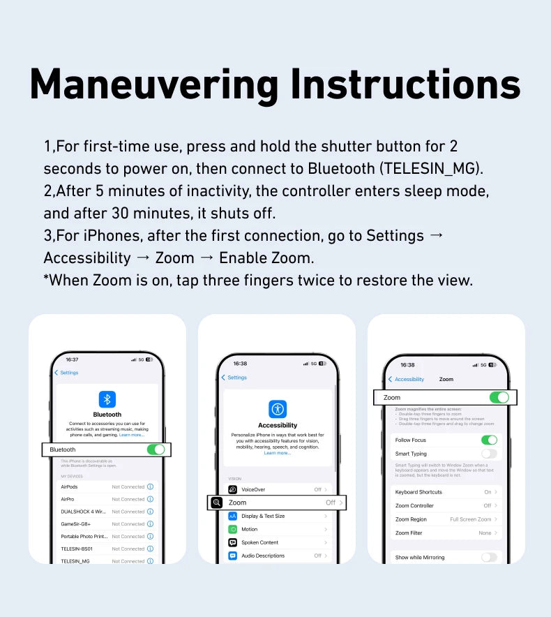 Suporte magnético para câmera de celular TELESIN, com alça de controle remoto para iPhone e Android.