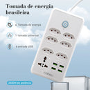 Extensão elétrica, filtro de linha, extensão de energia, tomada USB, plugue, plugue de água, filtro de linha brasileiro, 100-220V, 10A