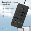 Extensão elétrica, filtro de linha, extensão de energia, tomada USB, plugue, plugue de água, filtro de linha brasileiro, 100-220V, 10A