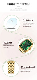 Relógio de pulso feminino CURRN 9093, quartzo, estilo casual, com diamantes, design simples, dourado e prateado, pulseira de aço. Ideal para presentear.