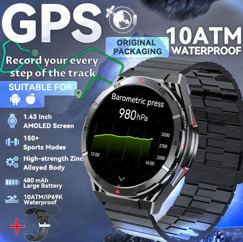 Novo Smartwatch GUHUAVMI Premium Original de 2025 com GPS, Tela AMOLED Ultra HD, GPS integrado, Chamadas Bluetooth e Resistente à Água até 10 ATM.