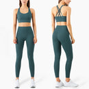 Conjunto de Yoga Feminino de Verão com Duas Peças: Top de Yoga com Costas Cruzadas em Nylon, Legging e Top Esportivo para Pilates e Fitness. Ideal para Pilates e Fitness.