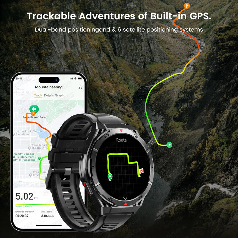 Novo Smartwatch GUHUAVMI Premium Original de 2025 com GPS, Tela AMOLED Ultra HD, GPS integrado, Chamadas Bluetooth e Resistente à Água até 10 ATM.