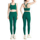 Conjunto de Yoga Feminino de Verão com Duas Peças: Top de Yoga com Costas Cruzadas em Nylon, Legging e Top Esportivo para Pilates e Fitness. Ideal para Pilates e Fitness.