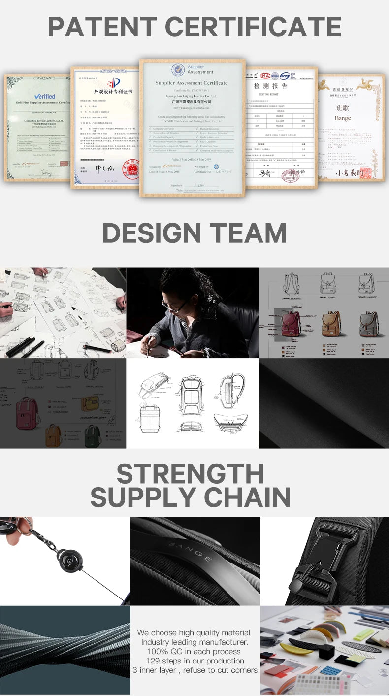 Mochila masculina Bange para laptop, mochila escolar para meninos, mochila tática para motociclismo, mochila esportiva para negócios e viagens.