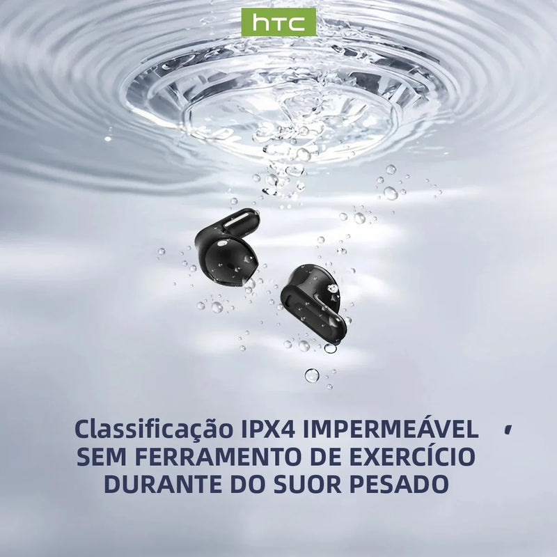 Tela Ultra HD] Fones de ouvido HTC NE20 Bluetooth V6 TWS Esportivos Sem Fio com Tradutor de IA, Microfone Intra-auricular com Redução de Ruído